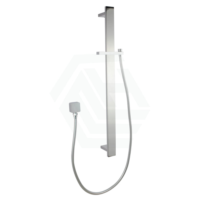 Square Chrome Sliding Shower Rail With 3 Mode Handheld Set