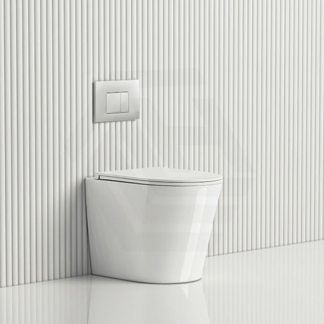 R&T Frameless Inwall Concealed Cistern with Rimless Wall Faced Toilet Pan with Push Button