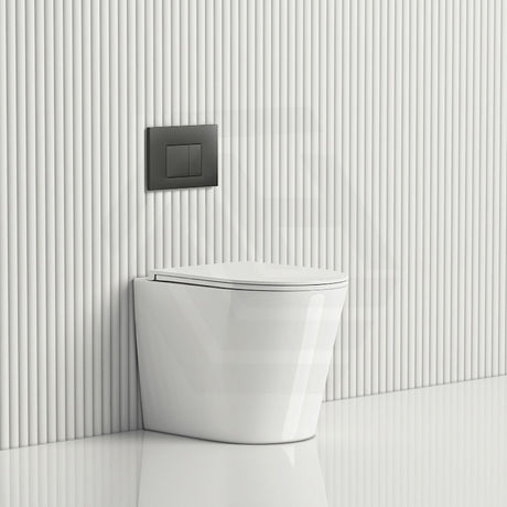 R&T Frameless Inwall Concealed Cistern with Rimless Wall Faced Toilet Pan with Push Button