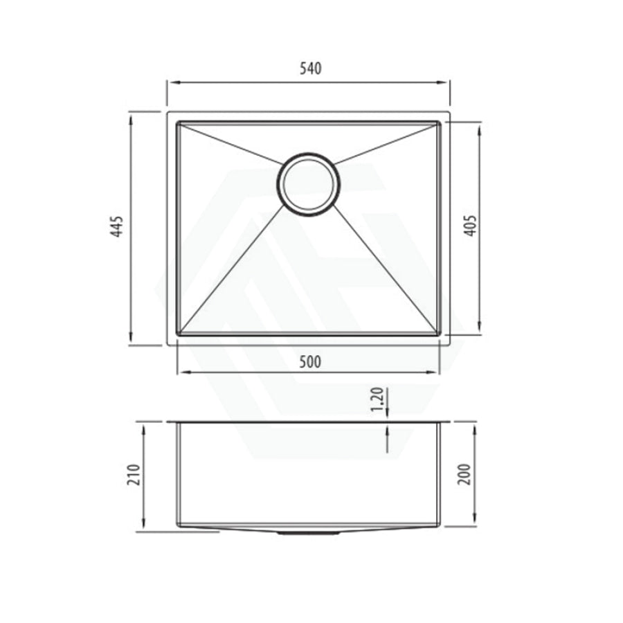 640X540X330Mm Spectra Single Bowl 1.2Mm Thick Copper Sink Drop-In Bathtubs