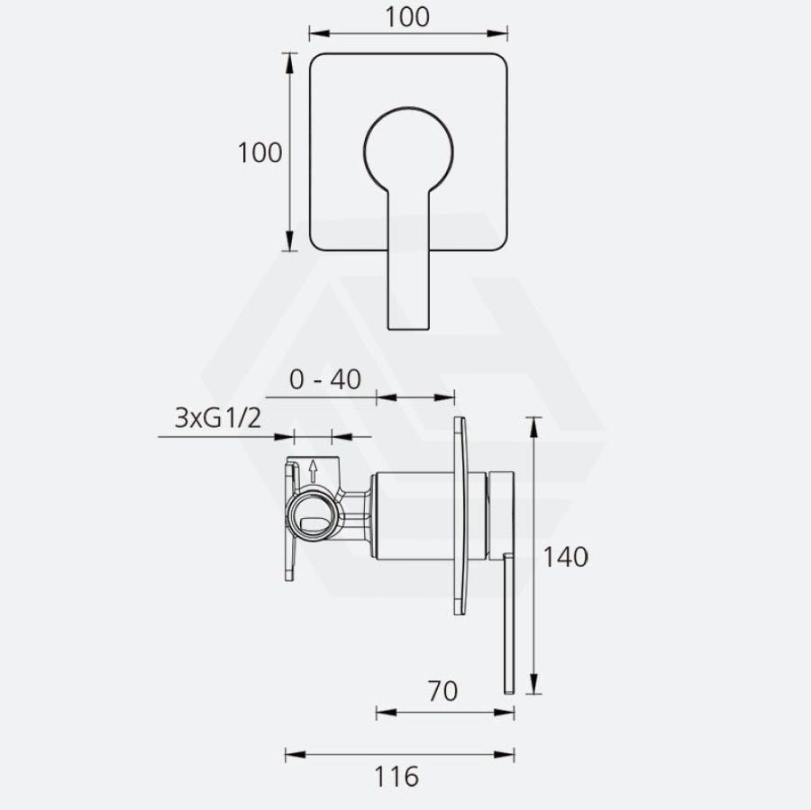 Oliveri Barcelona Matt Black Brass Wall Mixer for Shower and Bath