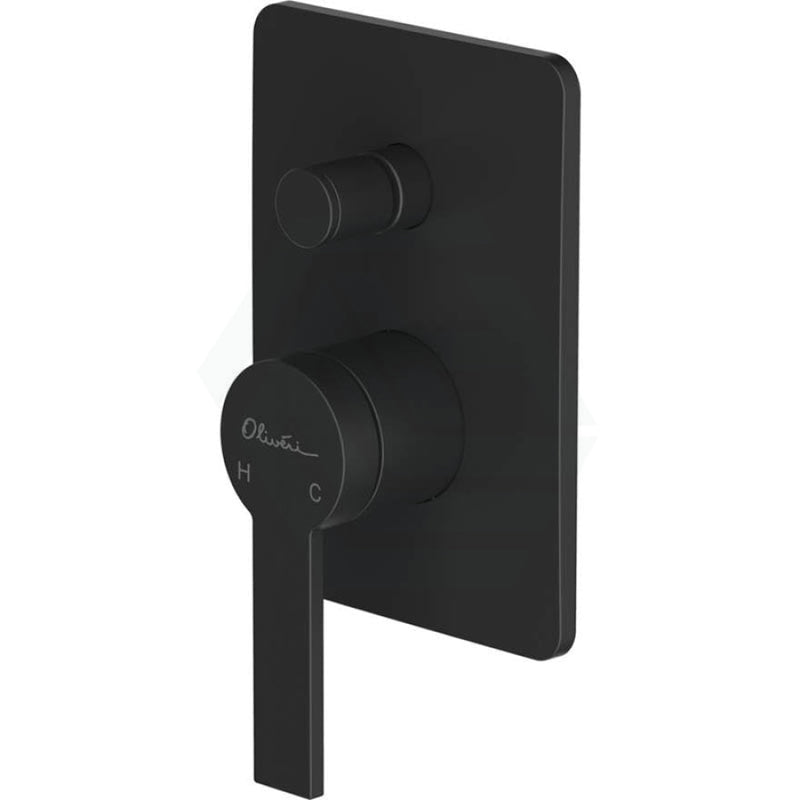 Oliveri Barcelona Matt Black Brass Wall Mixer With Diverter for Shower and Bath