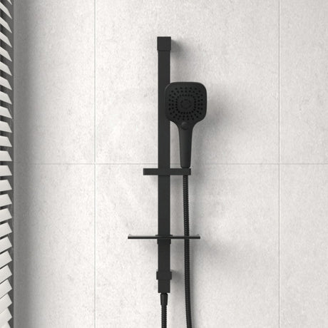 Oliveri Monaco Matt Black Square Shower Rail With Handheld 3 Functions