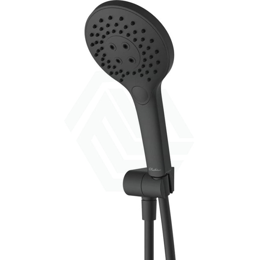 Oliveri Rome Matt Black Round Hand Shower With Bracket 3 Functions