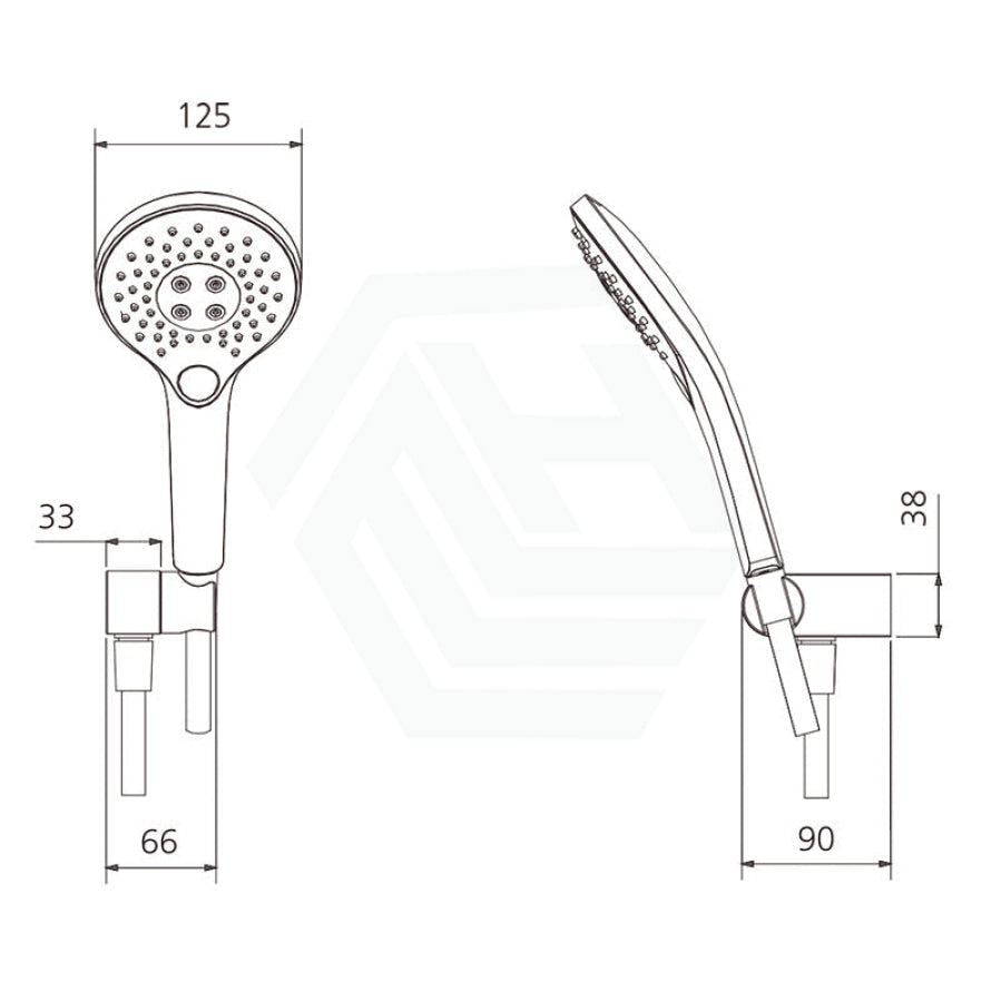 Oliveri Rome Matt Black Round Hand Shower With Bracket 3 Functions