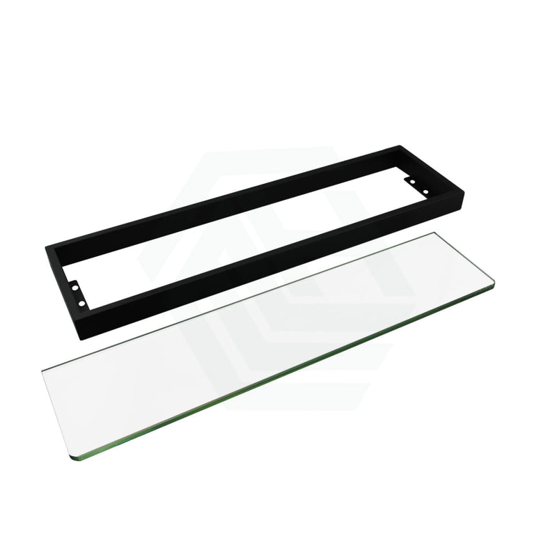 Omar Black Glass Shelf Single Layer Storage Stainless Steel