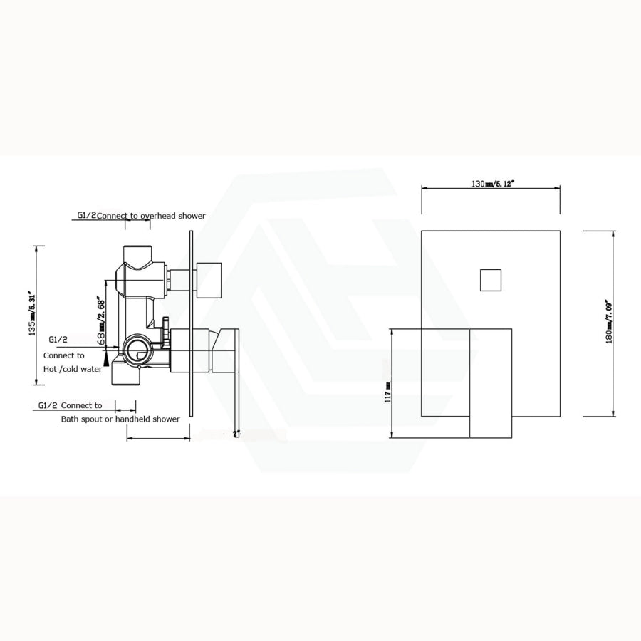 Omar Chrome Bath/shower Mixer With Diverter Wall Mounted Bathroom Products