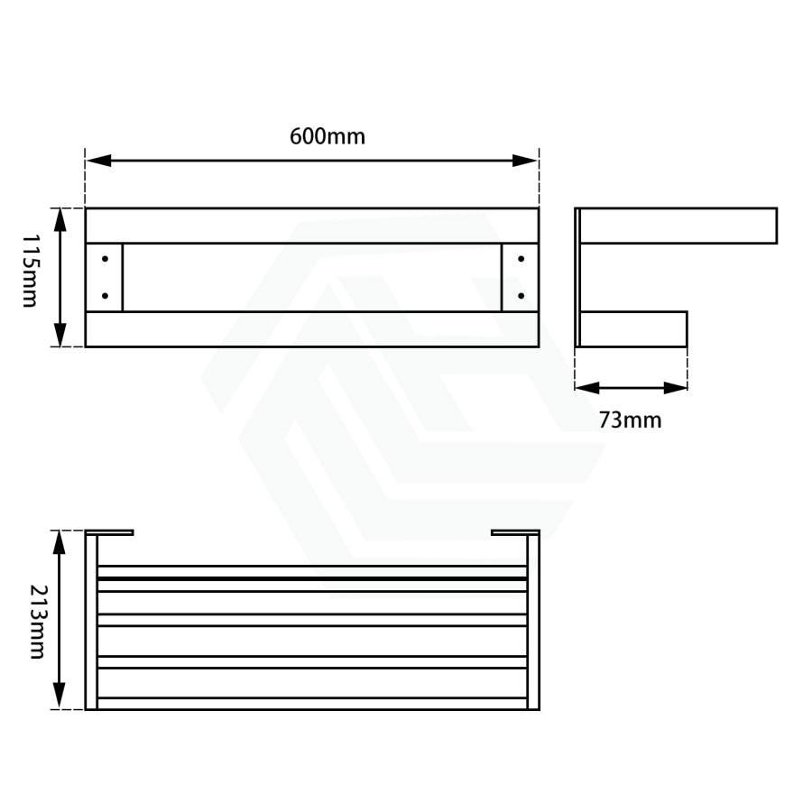 Omar Chrome Double Towel Holder Shelf 600Mm Stainless Steel Bathroom Products