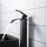 Omar Square Black Waterfall Tall Basin Mixer Solid Brass Bathroom Products