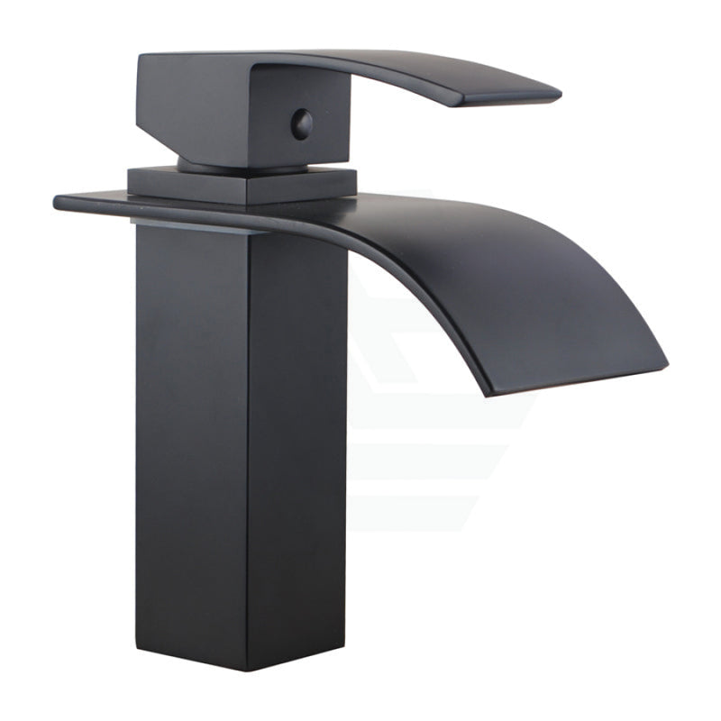 Omar Square Solid Brass Matt Black Waterfall Basin Mixer Tap Bathroom Products