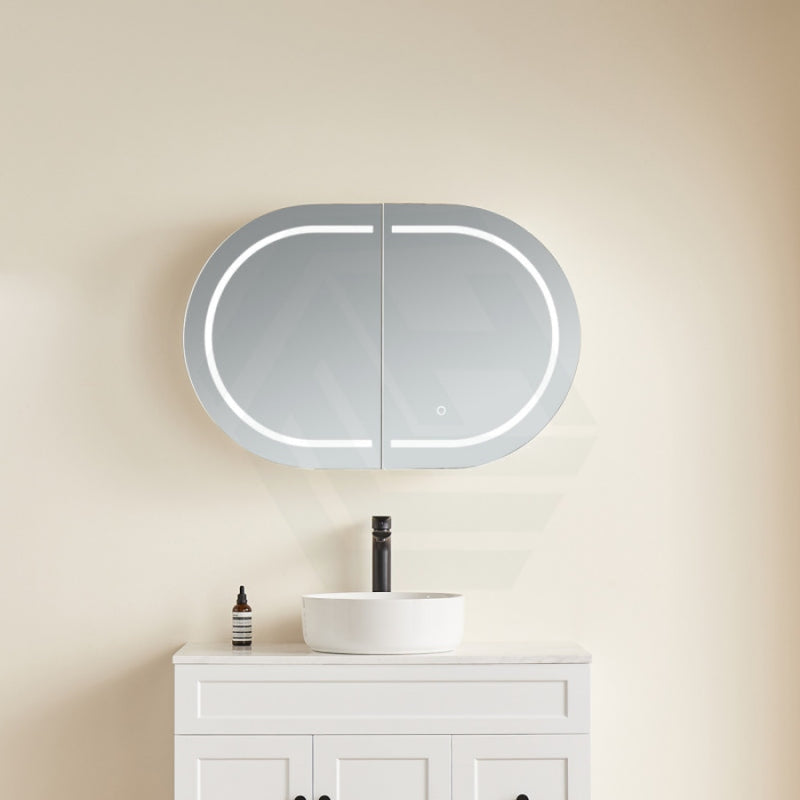 900/1200/1500Mm Ceto Olivia Matt White Oval Led Shaving Cabinet Frontlit Cabinets