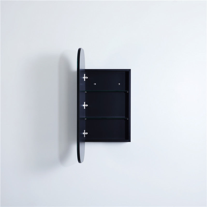 400Mm / 600Mm Matt Black Pvc Shaving Cabinet Pencil Mirror Wall Hung For Bathroom