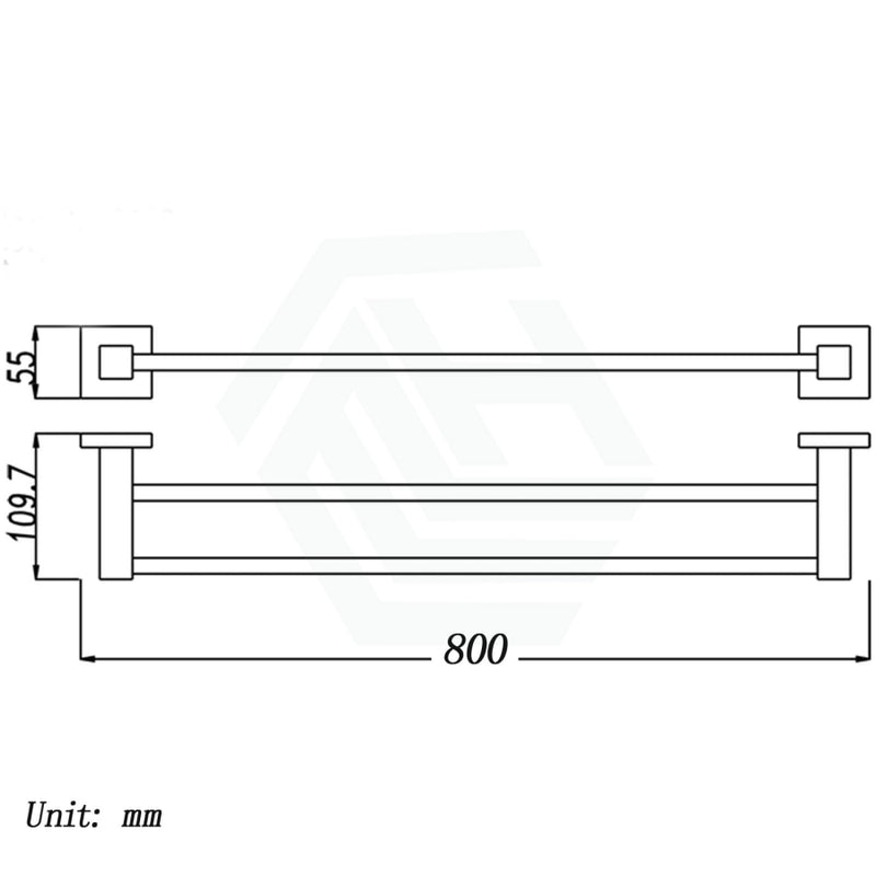 Ottimo 600/800Mm Matt Black Double Towel Rail Stainless Steel Wall Mounted Bathroom Products