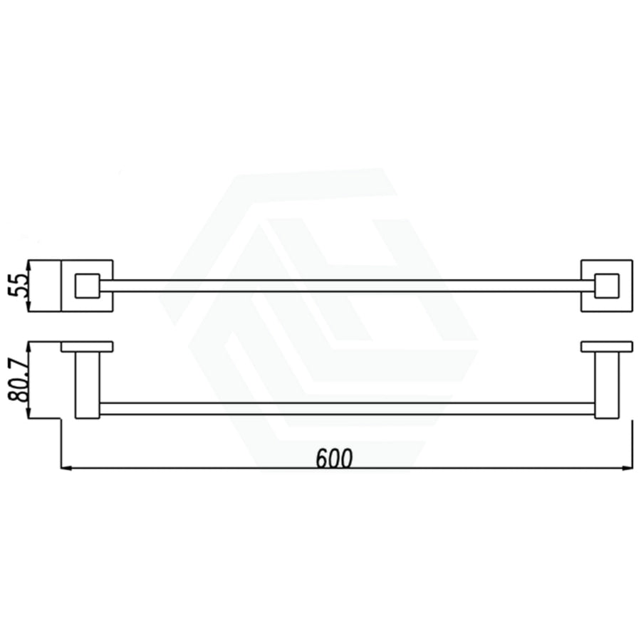 Ottimo 600/800Mm Square Black Single Towel Rail Stainless Steel Wall Mounted Bathroom Products