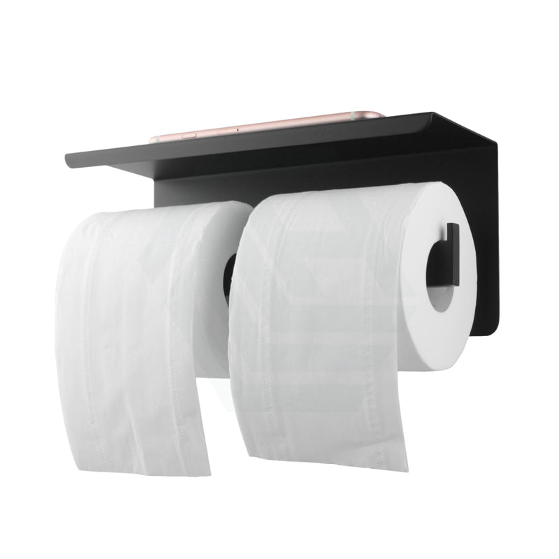 Ottimo Black Double Toilet Paper Holder Stainless Steel Wall Mounted