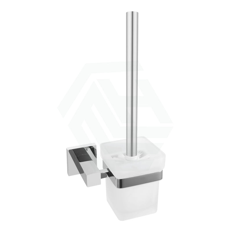 Toilet Brush With Holder Square Chrome