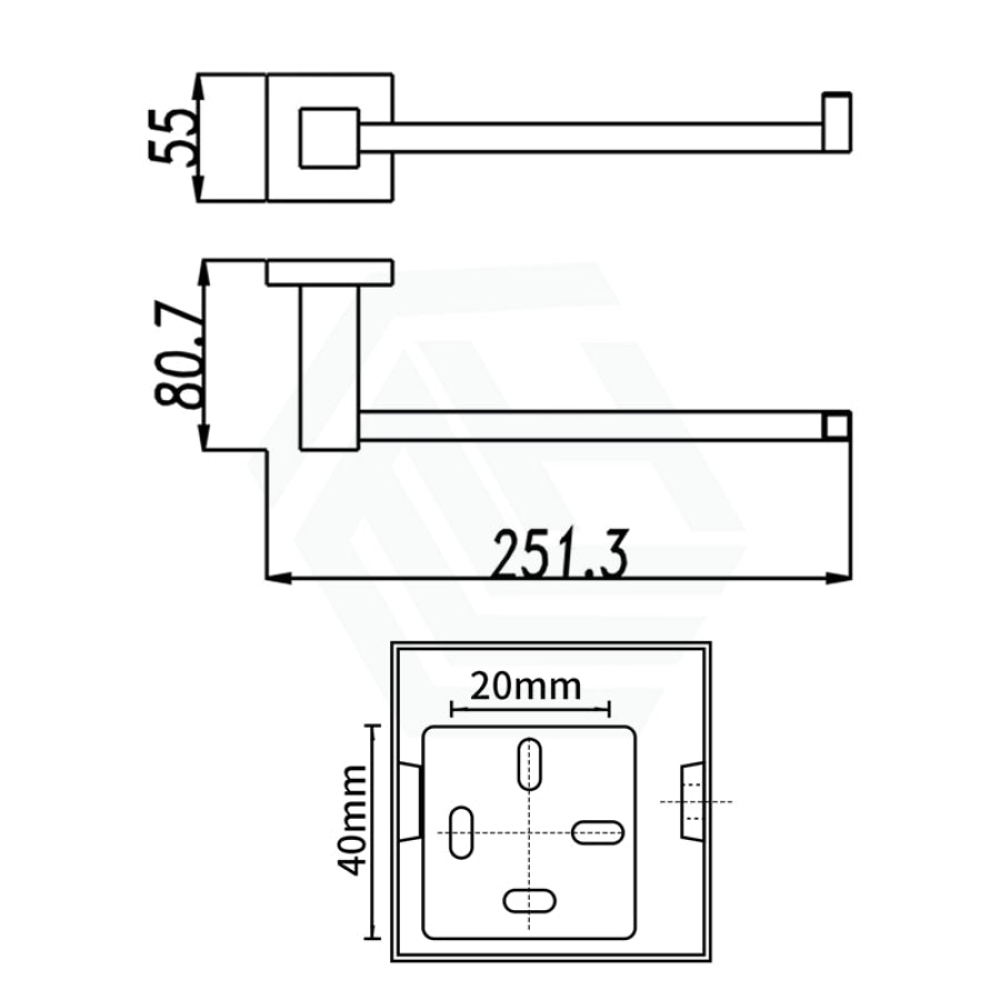 Ottimo Matt Black Towel Holder 250Mm Bathroom Products