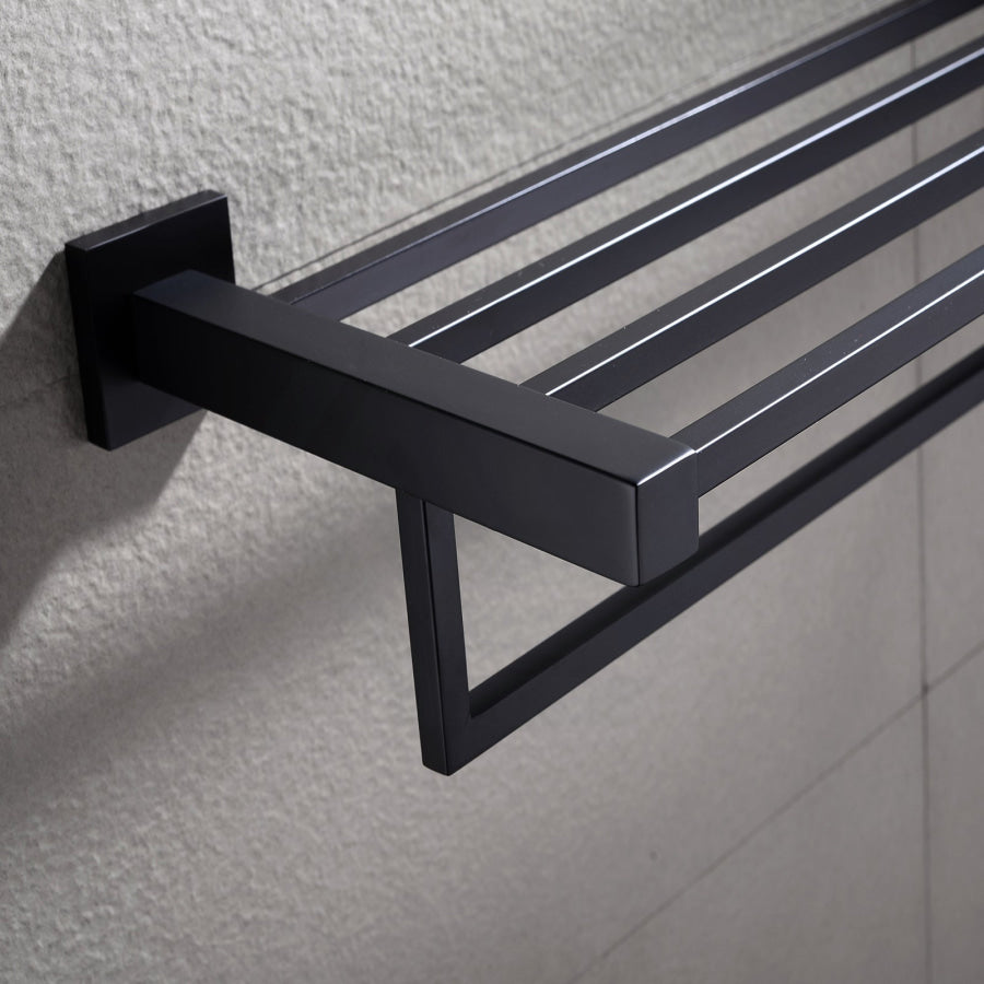 Ottimo Matt Black Towel Rack Shelf 600Mm Stainless Steel Bathroom Products