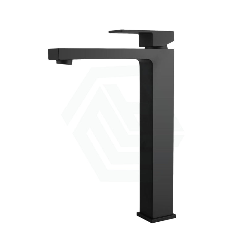 Ottimo Square Brass Tall Basin Mixer Tap Black