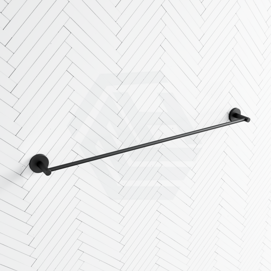 Otus 600Mm Round Matt Black Single Towel Rail Brass Rails