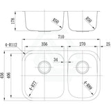 Otus 710X456X178Mm 1&3/4 Bowl Stainless Steel 304 Undermount Kitchen Sink Double Bowls Drainer Sinks