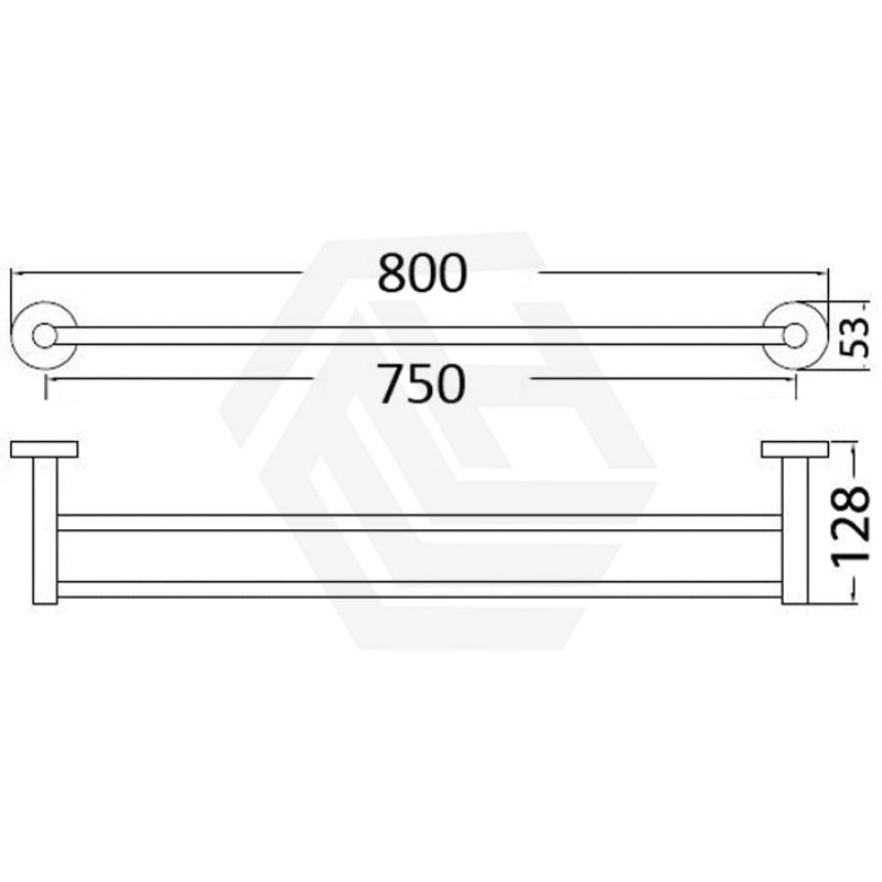 Otus 750Mm Round Chrome Double Towel Rail Brass Rails