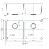 Otus 822X460X230Mm Double Bowls Undermount Kitchen Sink Stainless Steel 304 Sinks