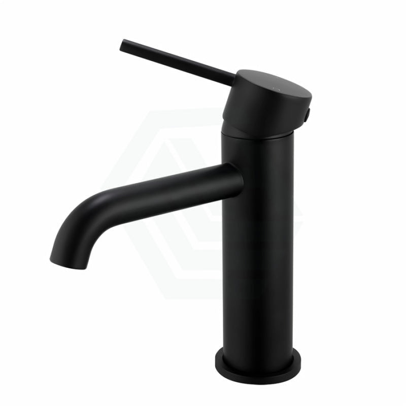 Lucid Pin Round Matt Black Basin Mixer Tap Bathroom Vanity Short Mixers