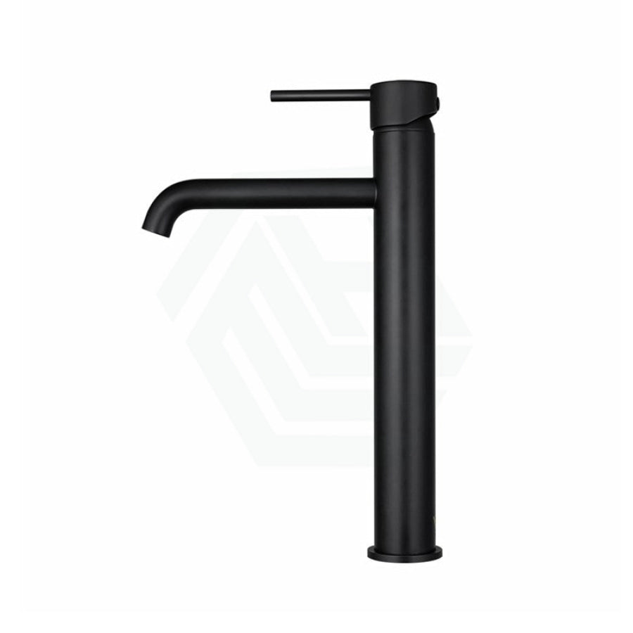 Lucid Pin Round Matt Black Tall Basin Mixer Tap Bathroom Vanity Mixers