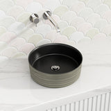 346x346x114mm Round Above Counter Ceramic Basin Matt Black Inside