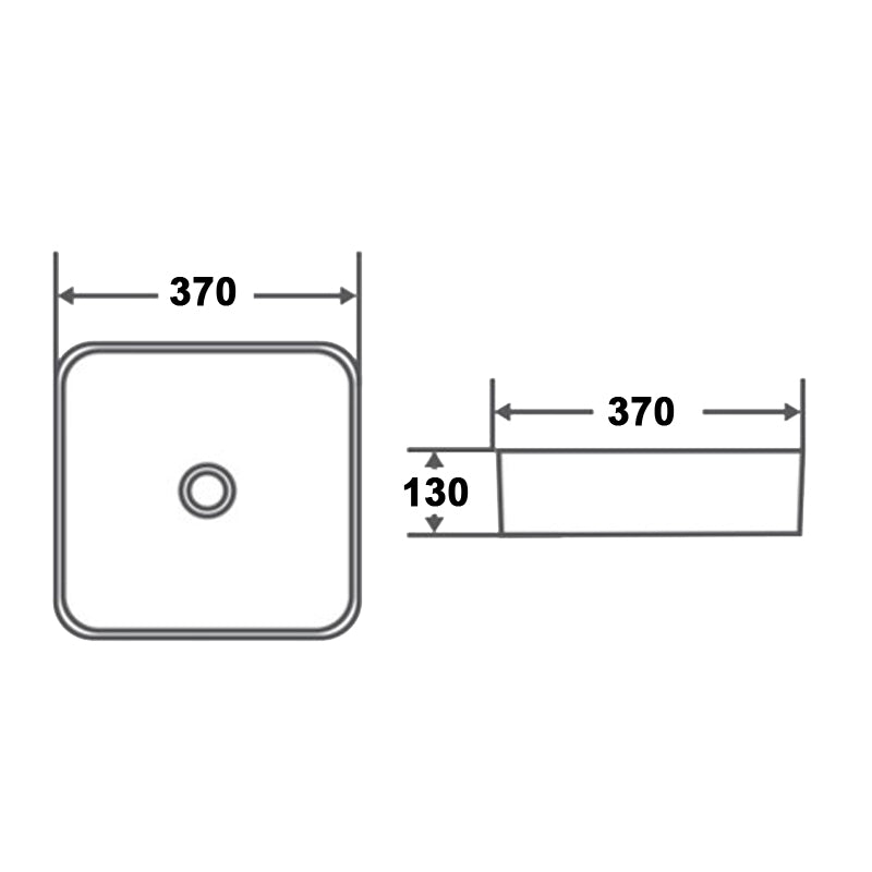 370X370X130Mm Square Gloss White Above Counter Top Ceramic Basin Ultra Slim Basins