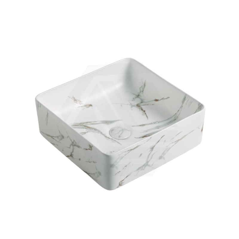 360X365X130Mm Square Matt White Carrara Above Counter Top Ceramic Basin Basins