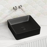 415x415x120mm Square Above Counter Stone Basin Ultra Slim Matt Black