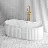 1700Mm Ceto Cascade Solid Surface Stone Freestanding Bathtub With Overflow Matt White/Matt Black