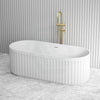 1700Mm Ceto Cascade Solid Surface Stone Freestanding Bathtub With Overflow Matt White/Matt Black