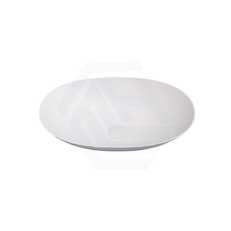 580X380X140Mm Kirkby Oval Solid Surface Stone Above Counter Art Basin Matt White Basins