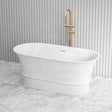 1500/1700Mm Ceto Harrington Solid Surface Stone Freestanding Bathtub With Overflow Matt White