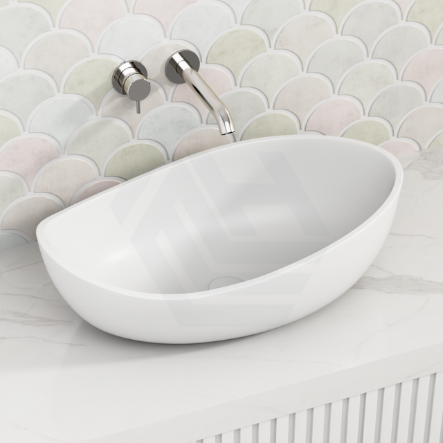 600X370X190Mm Waverly Oval Above Counter Art Stone Basin Matt White/Gloss White/Matt Black Basins