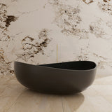 1800Mm Ceto Waverly Solid Surface Stone Freestanding Bathtub With Overflow Matt White/Matt Black