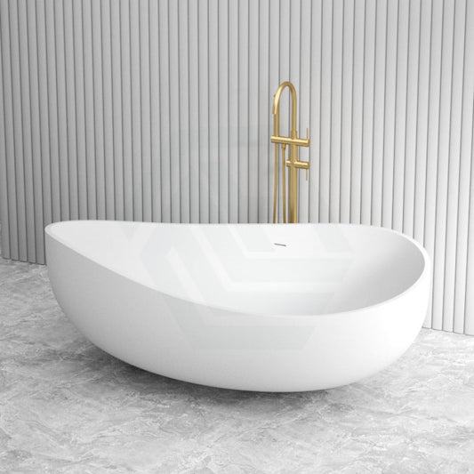 1800Mm Ceto Waverly Solid Surface Stone Freestanding Bathtub With Overflow Matt White/Matt Black