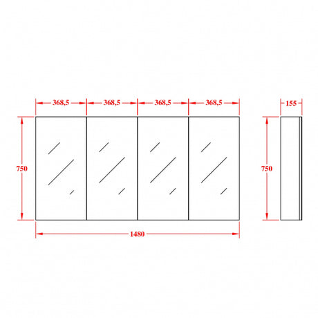 450/600/750/900/1200/1500mm Evie Dark Brown Wall Hung MDF Shaving Cabinet