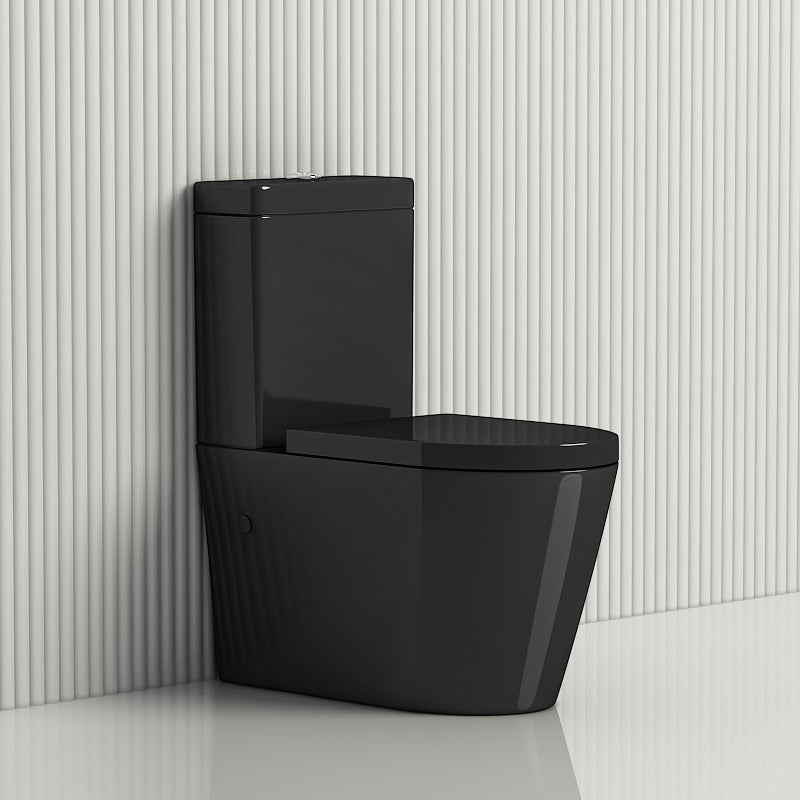 710x390x830mm Avery Gloss Black Box Rim Back To Wall Toilet Suite Back/Left and Right Bottom Inlet