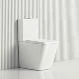 665x380x845mm Qubist Gloss White Box Rim Back To Wall Toilet Suite Back/Left and Right Bottom Inlet