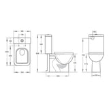 655x380x800mm Cubo White Close Coupled Box Rim Toilet Suite