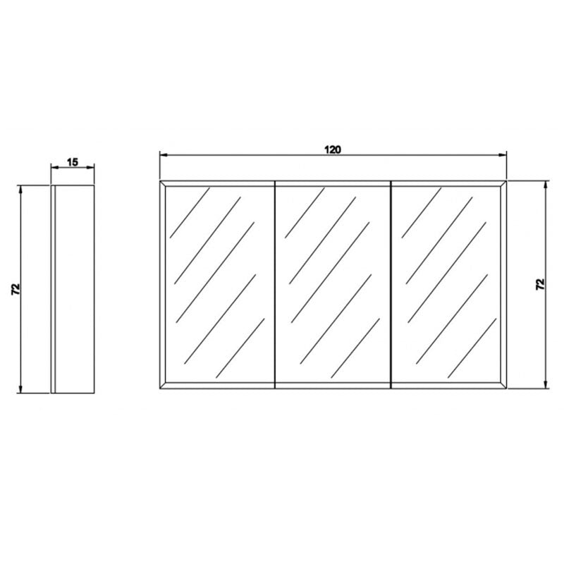 450/750/1200/1500mm White MDF Bevel Edge Wall Hung Shaving Cabinet