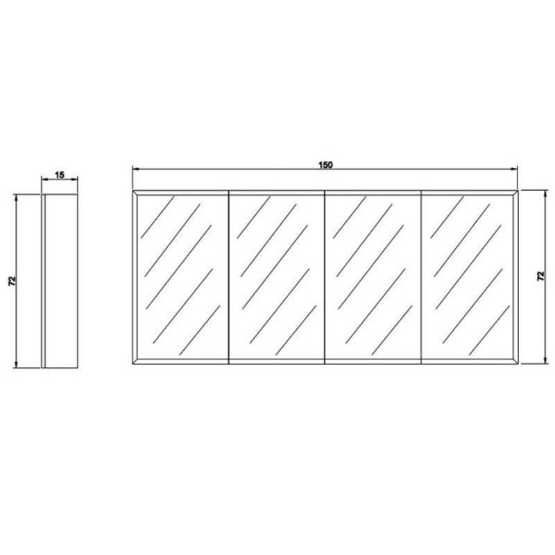 750/1200/1500mm White MDF Bevel Edge Wall Hung Shaving Cabinet