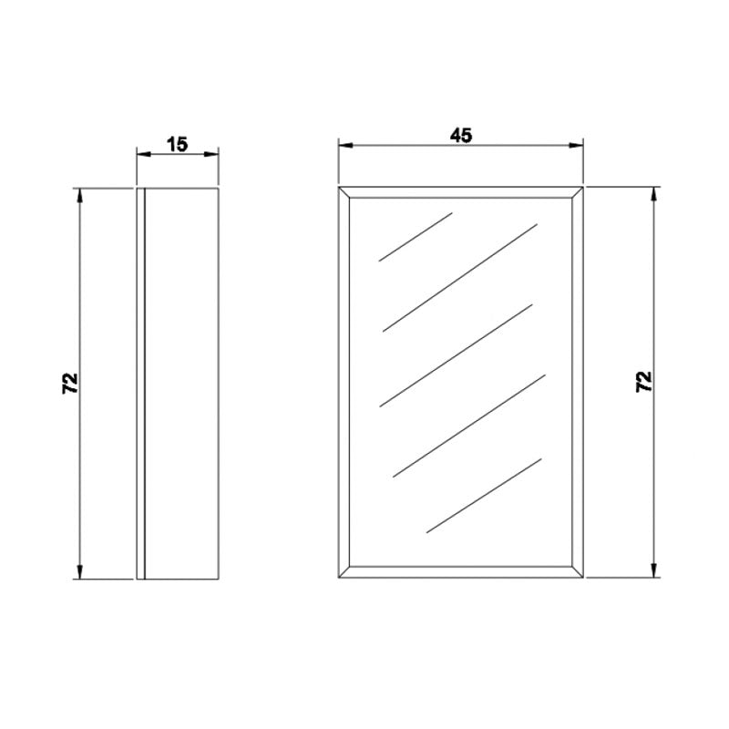 450/750/1200/1500mm White MDF Bevel Edge Wall Hung Shaving Cabinet