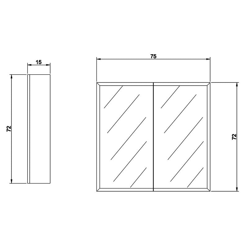 750/1200/1500mm White MDF Bevel Edge Wall Hung Shaving Cabinet