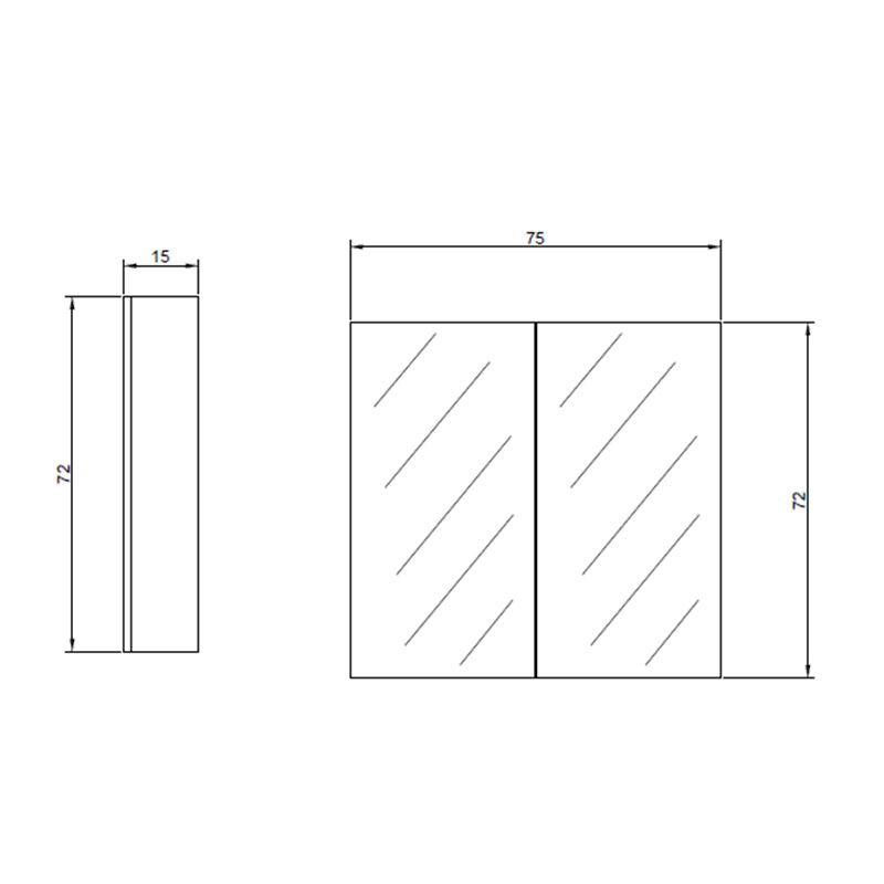 450/750/1200mm Gloss White MDF Pencil Edge Wall Hung Shaving Cabinet