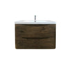 600-900mm Wall Hung Bathroom Vanity Dark Oak Wood Grain PVC Filmed Drawers Cabinet ONLY&Ceramic/Poly Top Available